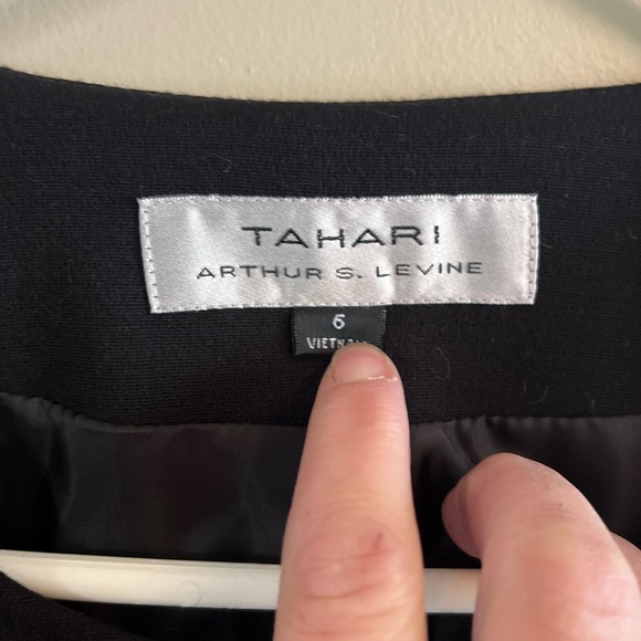 PreLoved Black Tahari Dress Jacket with Faux Leather Patches and Black Studs - Picture 2 of 5